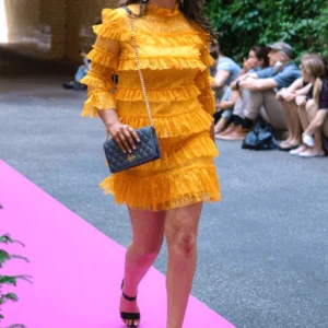 YELLOW MINI DRESS WITH RUFFLES